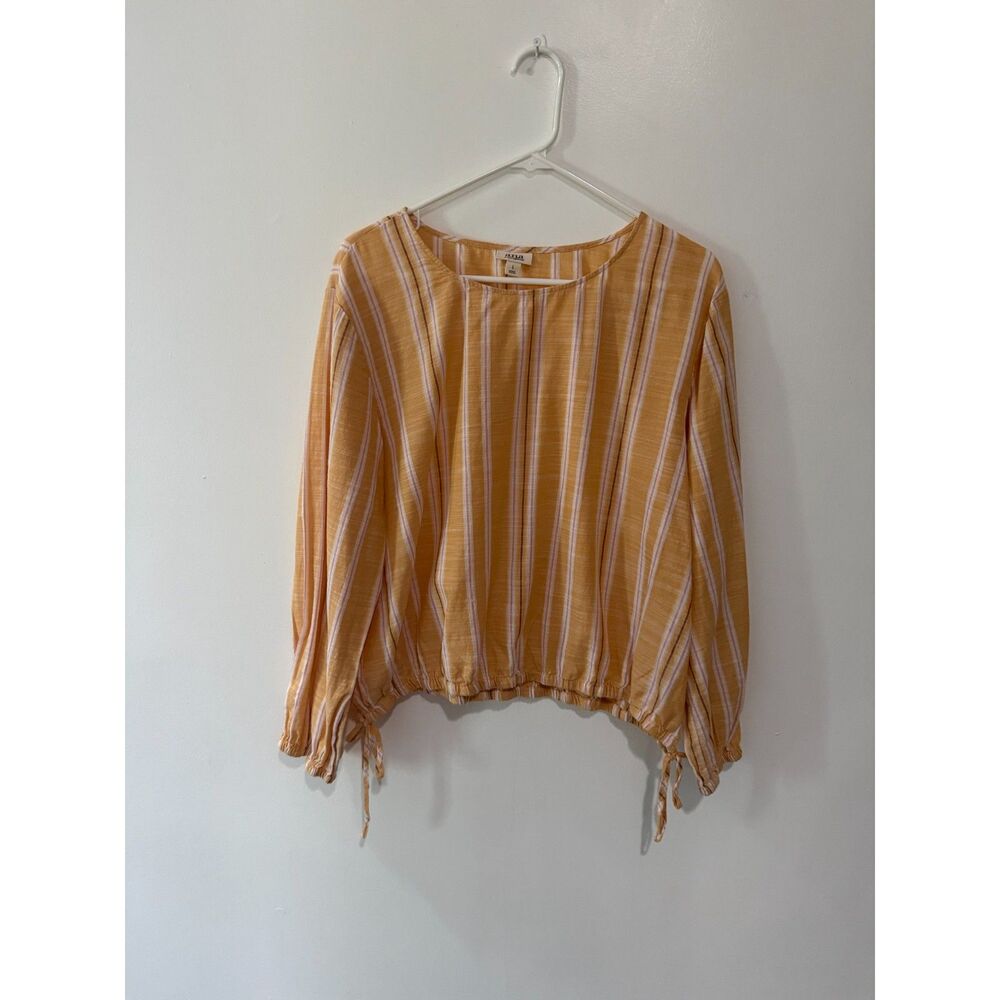 Ana A New Approach Yellow Orange Long Sleeve Blouse Size L